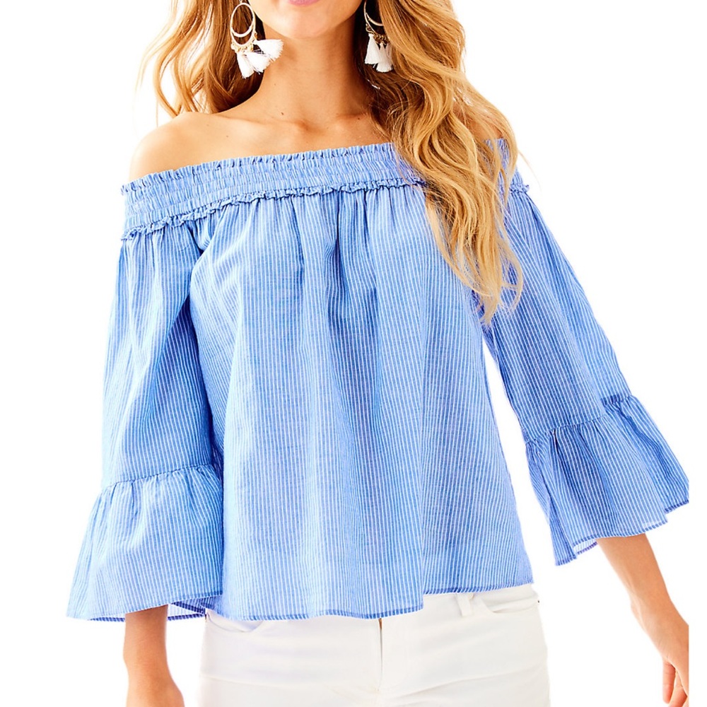 ❗️ OFFERS WELCOME ❗️ Lilly Pulitzer Moira Top In Bennet Blue Yarn Dye Stripe